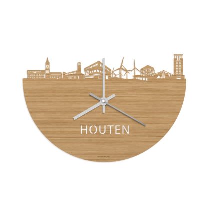 Skyline Klok Houten Bamboe houten cadeau wanddecoratie relatiegeschenk van WoodWideCities