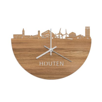 Skyline Klok Houten Eiken houten cadeau wanddecoratie relatiegeschenk van WoodWideCities