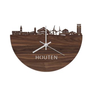 Skyline Klok Houten Noten houten cadeau wanddecoratie relatiegeschenk van WoodWideCities