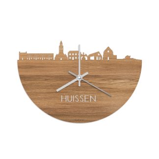 Skyline Klok Huissen Eiken houten cadeau wanddecoratie relatiegeschenk van WoodWideCities