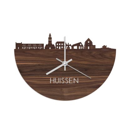 Skyline Klok Huissen Noten houten cadeau wanddecoratie relatiegeschenk van WoodWideCities