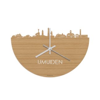 Skyline Klok IJmuiden Bamboe houten cadeau decoratie relatiegeschenk van WoodWideCities