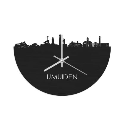 Skyline Klok IJmuiden Black Zwart houten cadeau decoratie relatiegeschenk van WoodWideCities