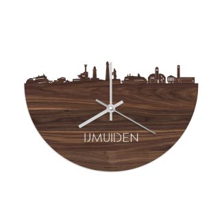 Skyline Klok IJmuiden Noten houten cadeau decoratie relatiegeschenk van WoodWideCities