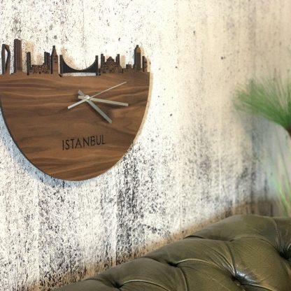 Skyline Klok Istanbul Noten Noten houten cadeau wanddecoratie relatiegeschenk van WoodWideCities