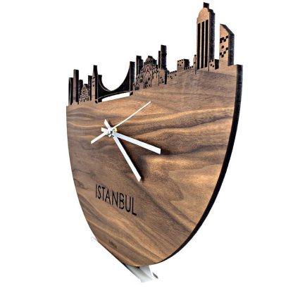 Skyline Klok Istanbul Noten Noten houten cadeau wanddecoratie relatiegeschenk van WoodWideCities