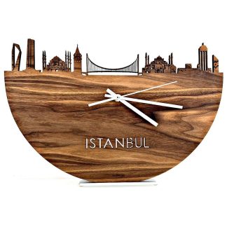 Skyline Klok Istanbul Noten Noten houten cadeau wanddecoratie relatiegeschenk van WoodWideCities