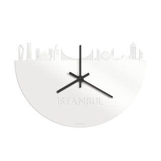 Skyline Klok Istanbul Wit glanzend gerecycled kunststof cadeau wanddecoratie relatiegeschenk van WoodWideCities