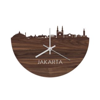 Skyline Klok Jakarta Noten houten cadeau decoratie relatiegeschenk van WoodWideCities