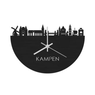 Skyline Klok Kampen Black Zwart houten cadeau decoratie relatiegeschenk van WoodWideCities