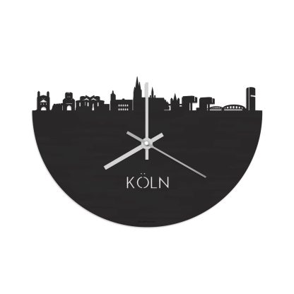 Skyline Klok Köln Black Zwart houten cadeau decoratie relatiegeschenk van WoodWideCities