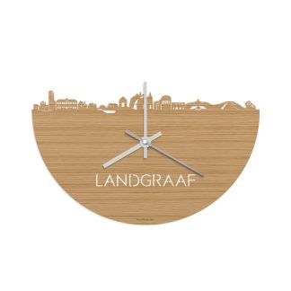 Skyline Klok Landgraaf Bamboe houten cadeau wanddecoratie relatiegeschenk van WoodWideCities