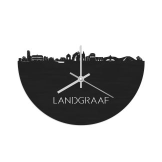 Skyline Klok Landgraaf Black Zwart houten cadeau wanddecoratie relatiegeschenk van WoodWideCities