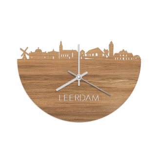 Skyline Klok Leerdam Eiken houten cadeau wanddecoratie relatiegeschenk van WoodWideCities