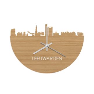 Skyline Klok Leeuwarden Bamboe Bamboe  houten cadeau wanddecoratie relatiegeschenk van WoodWideCities