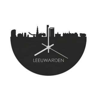 Skyline Klok Leeuwarden Black houten cadeau wanddecoratie relatiegeschenk van WoodWideCities