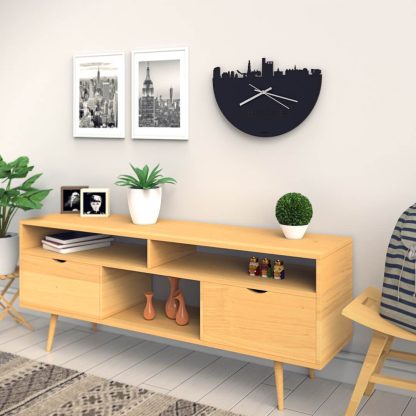 Skyline Klok Leeuwarden Black houten cadeau wanddecoratie relatiegeschenk van WoodWideCities