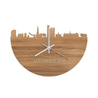 Skyline Klok Leeuwarden Eiken houten cadeau wanddecoratie relatiegeschenk van WoodWideCities