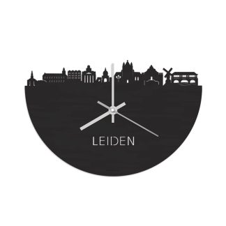 Skyline Klok Leiden Black houten cadeau wanddecoratie relatiegeschenk van WoodWideCities