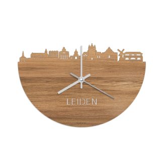 Skyline Klok Leiden Eiken houten cadeau wanddecoratie relatiegeschenk van WoodWideCities