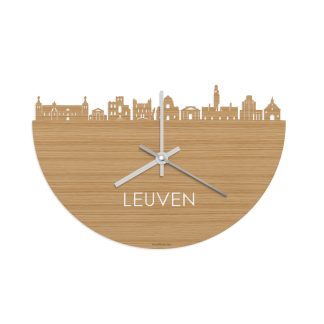 Skyline Klok Leuven Bamboe houten cadeau wanddecoratie relatiegeschenk van WoodWideCities