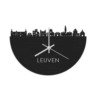 Skyline Klok Leuven Black Zwart houten cadeau wanddecoratie relatiegeschenk van WoodWideCities