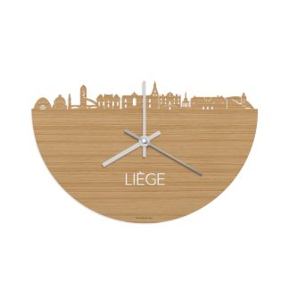 Skyline Klok Liège Bamboe houten cadeau wanddecoratie relatiegeschenk van WoodWideCities