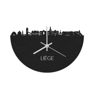 Skyline Klok Liège Black Zwart houten cadeau wanddecoratie relatiegeschenk van WoodWideCities