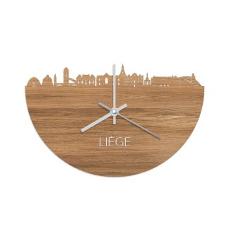 Skyline Klok Liège Eiken houten cadeau wanddecoratie relatiegeschenk van WoodWideCities