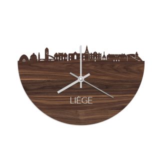 Skyline Klok Liège Noten houten cadeau wanddecoratie relatiegeschenk van WoodWideCities