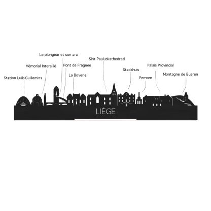 Skyline Klok Liège Wit glanzend gerecycled kunststof cadeau wanddecoratie relatiegeschenk van WoodWideCities