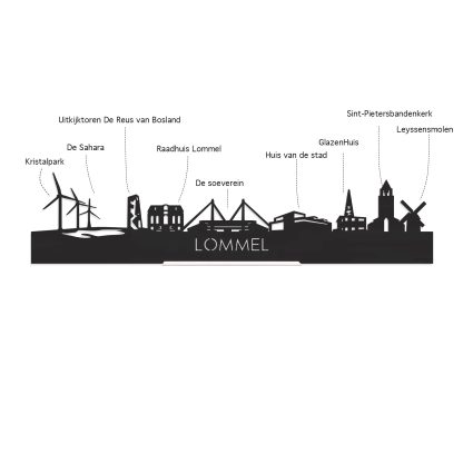 Skyline Klok Lommel Bamboe houten cadeau wanddecoratie relatiegeschenk van WoodWideCities