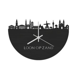 Skyline Klok Loon op Zand Black houten cadeau wanddecoratie relatiegeschenk van WoodWideCities