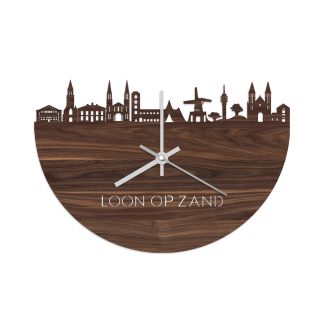 Skyline Klok Loon op Zand Noten houten cadeau wanddecoratie relatiegeschenk van WoodWideCities