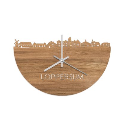 Skyline Klok Loppersum Eiken houten cadeau wanddecoratie relatiegeschenk van WoodWideCities