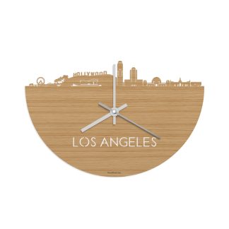 Skyline Klok Los-angeles Bamboe houten cadeau decoratie relatiegeschenk van WoodWideCities