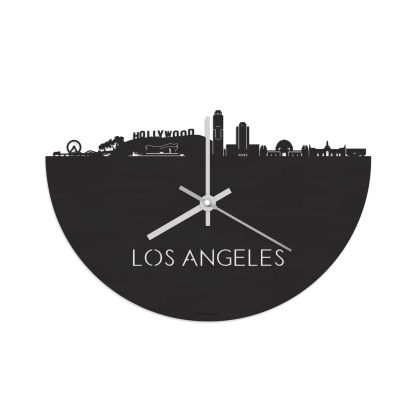 Skyline Klok Los-angeles Black Zwart houten cadeau decoratie relatiegeschenk van WoodWideCities