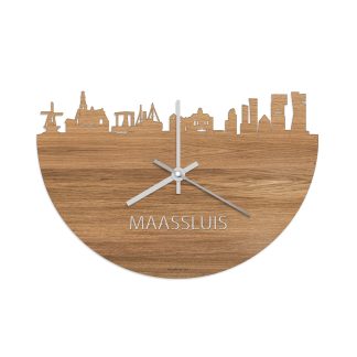 Skyline Klok Maassluis Eiken houten cadeau wanddecoratie relatiegeschenk van WoodWideCities