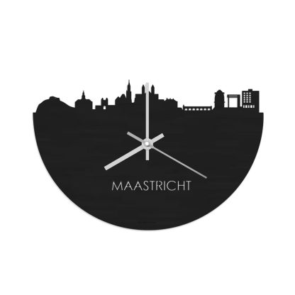 Skyline Klok Maastricht Black houten cadeau wanddecoratie relatiegeschenk van WoodWideCities