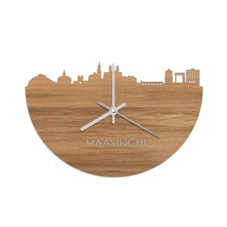 Skyline Klok Maastricht Eiken houten cadeau wanddecoratie relatiegeschenk van WoodWideCities