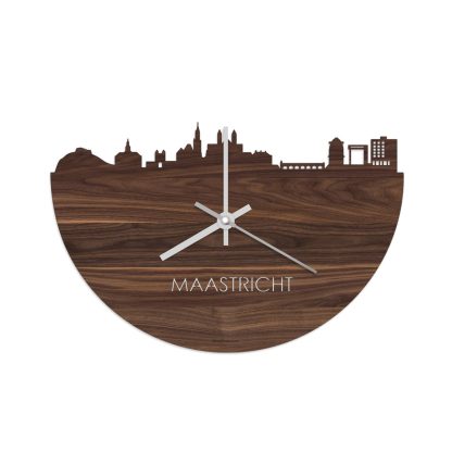 Skyline Klok Maastricht Noten houten cadeau wanddecoratie relatiegeschenk van WoodWideCities