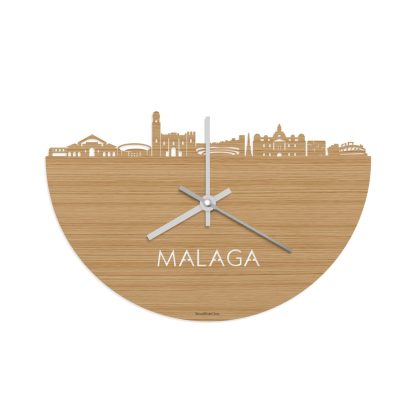 Skyline Klok Malaga Bamboe houten cadeau decoratie relatiegeschenk van WoodWideCities