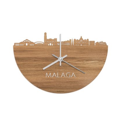 Skyline Klok Malaga Eiken houten cadeau decoratie relatiegeschenk van WoodWideCities