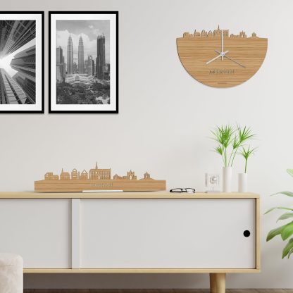 Skyline Klok Meerssen Bamboe houten cadeau wanddecoratie relatiegeschenk van WoodWideCities