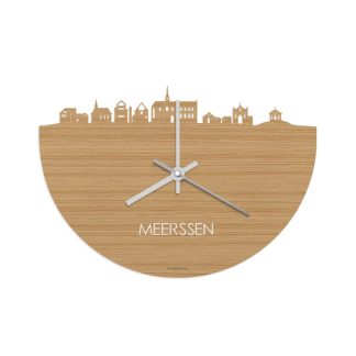 Skyline Klok Meerssen Bamboe houten cadeau wanddecoratie relatiegeschenk van WoodWideCities