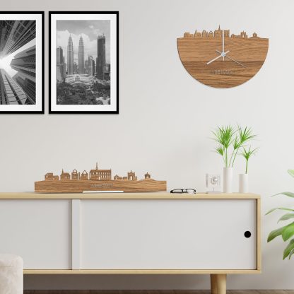 Skyline Klok Meerssen Eiken houten cadeau wanddecoratie relatiegeschenk van WoodWideCities