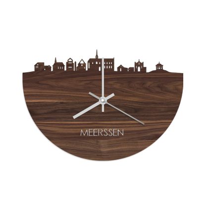 Skyline Klok Meerssen Noten houten cadeau wanddecoratie relatiegeschenk van WoodWideCities