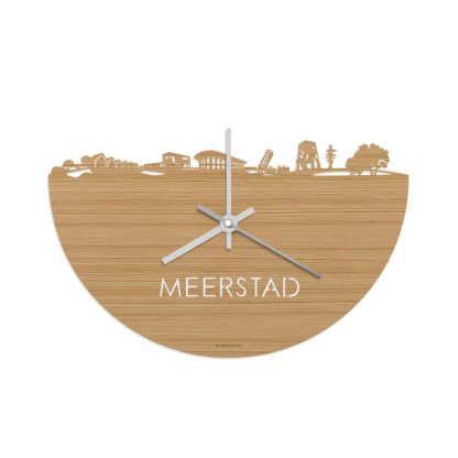 Skyline Klok Meerstad Bamboe houten cadeau wanddecoratie relatiegeschenk van WoodWideCities