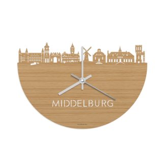 Skyline Klok Middelburg Bamboe houten cadeau wanddecoratie relatiegeschenk van WoodWideCities