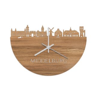 Skyline Klok Middelburg Eiken houten cadeau wanddecoratie relatiegeschenk van WoodWideCities